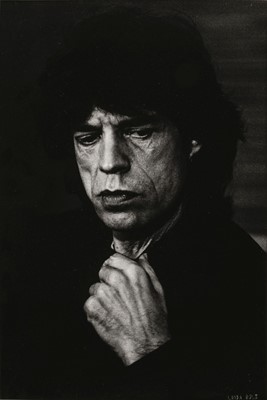 Lot 57 - Jagger (Mick, 1943-). Head and shoulders portrait by Linda Sole, c. 1990s, bromide print