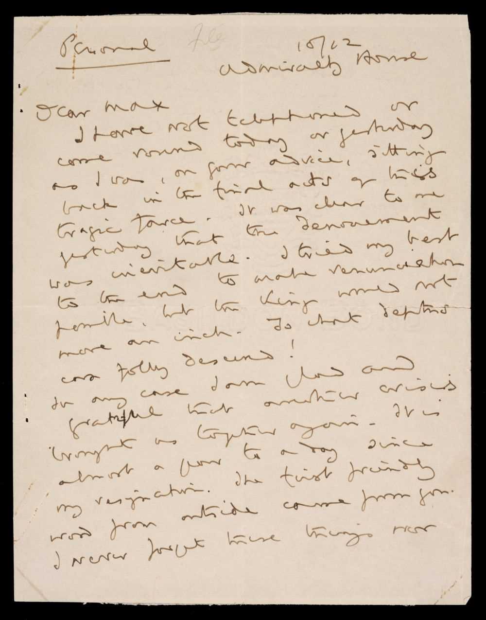 Lot 143 - Edward VIII's Abdication. Important letter from Samuel Hoare, 10 December 1936