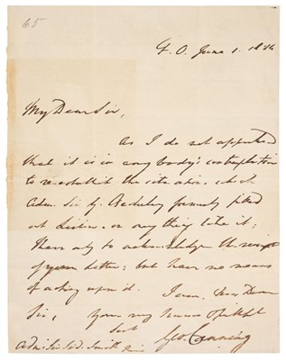 Lot 136 - Canning (George, 1770-1827), Autograph Letter Signed, ‘Geo. Canning’, 1st June 1824