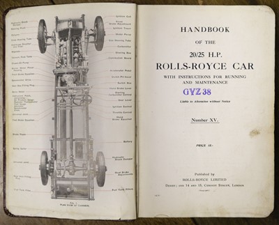Lot 325 - Rolls-Royce. Handbook of the 20/25 H.P. Rolls-Royce Car, [1933]