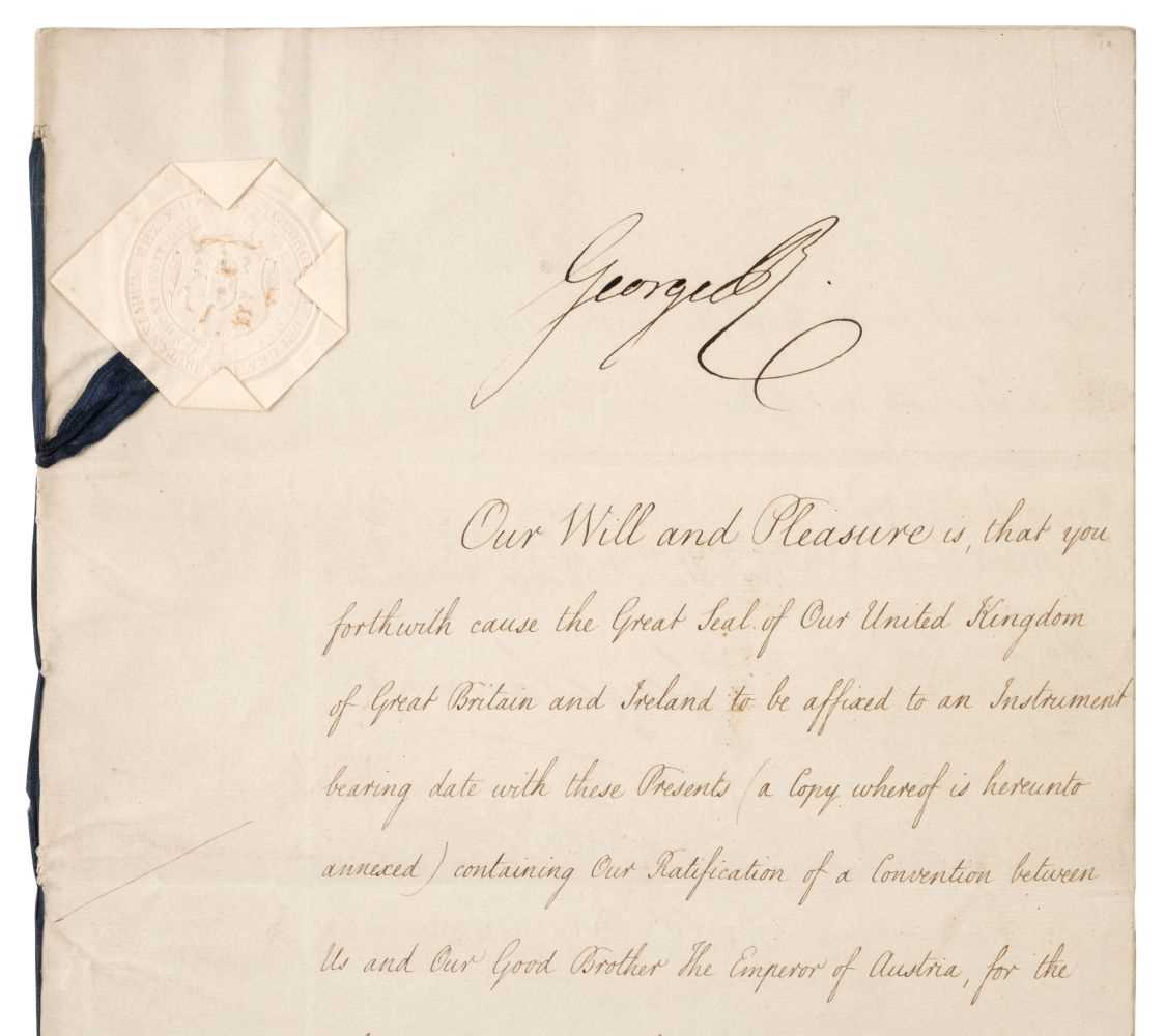 Lot 151 - George IV (1762-1830), Document Signed, ‘George R’, as King, 6 December 1823