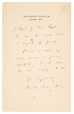Lot 162 - Macmillan (Harold, 1894-1986), Autograph Letter Signed, ‘Cadogan Place, London, 2 March 1937