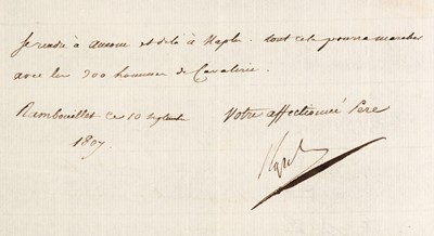 Lot 28 - Napoleon I (1769-1821). A very fine Letter Signed, ‘Napol’ Rambouillet, 10 September 1807