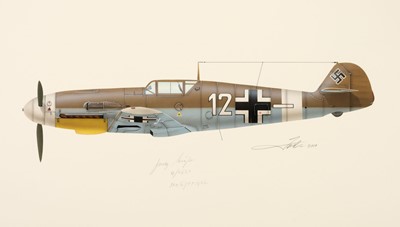 Lot 155 - Valo (John C., circa 1963-). Messerschmitt Bf-109F-4 "White 12", signed