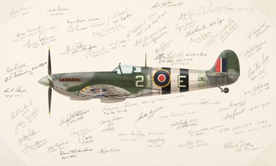 Lot 158 - Valo (John C., circa 1963-). Supermarine Spitfire Mk IX, signed