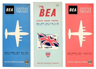 Lot 108 - Timetables. A collection of BEA timetables c.1946-65