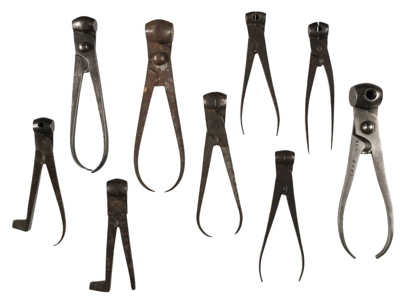 Lot 188 - Bullet Mould. A collection of pincer action bullet moulds