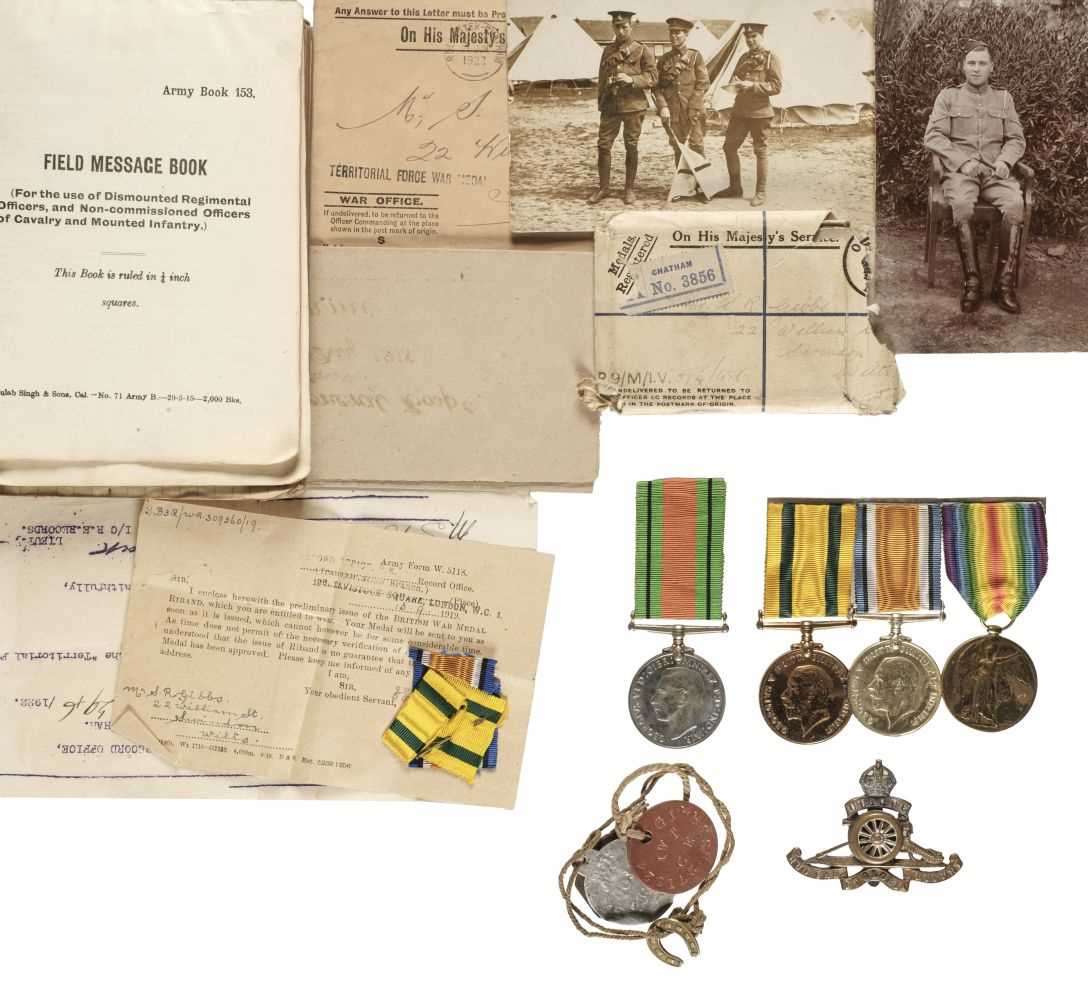 Lot 296 - A WWI TFWM group to Bombardier  S.R. Gibbs, Royal Artillery