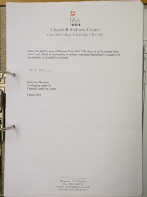 Lot 343 - Churchill (Winston). The Story of the Malakand Field Force, 1898, annotated by Churchill