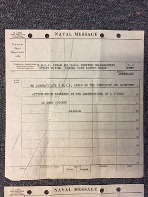 Lot 417 - Battle of the Atlantic. Five original Naval telegrams