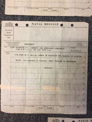 Lot 417 - Battle of the Atlantic. Five original Naval telegrams