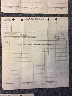 Lot 417 - Battle of the Atlantic. Five original Naval telegrams
