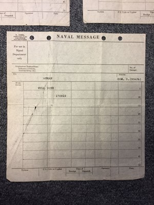 Lot 417 - Battle of the Atlantic. Five original Naval telegrams