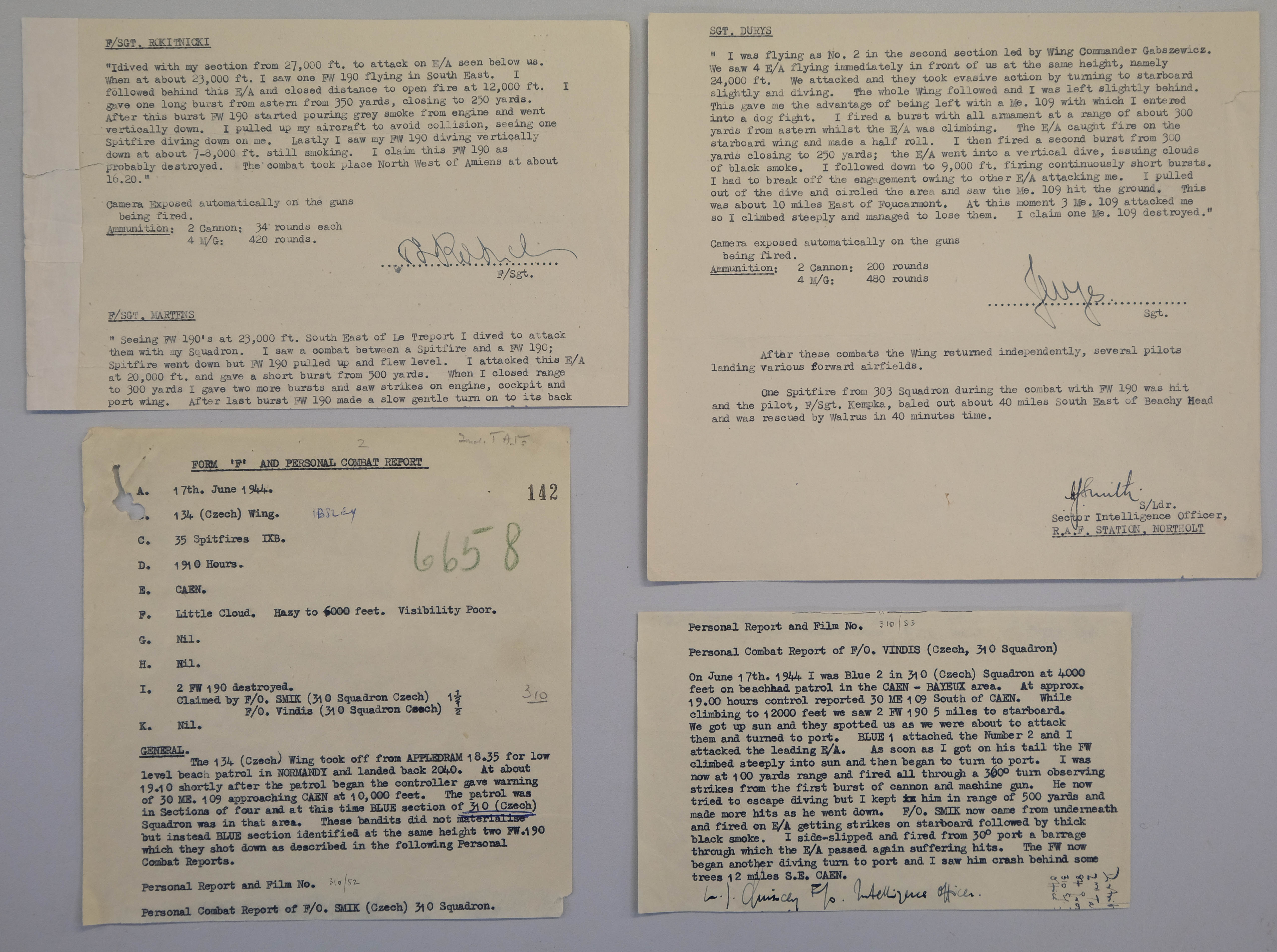 Lot 29 - Battle of Britain. A Combat Report dated 15