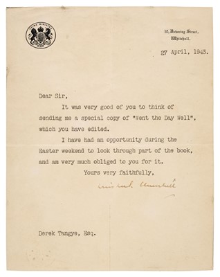 Lot 370 - Churchill (Winston Spencer). Typed Letter Signed, ‘Winston S. Churchill’, 27 April 1943