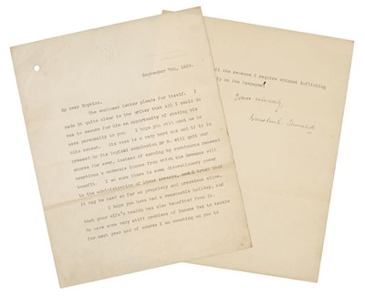 Lot 368 - Churchill (Winston Spencer). Typed Letter Signed, 'Winston S. Churchill', 7 September 1925