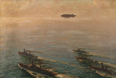 Lot 315 - Cooper (Alfred Egerton, 1883-1974). Naval N.S.7 over Fleet, 1918, oil on canvas
