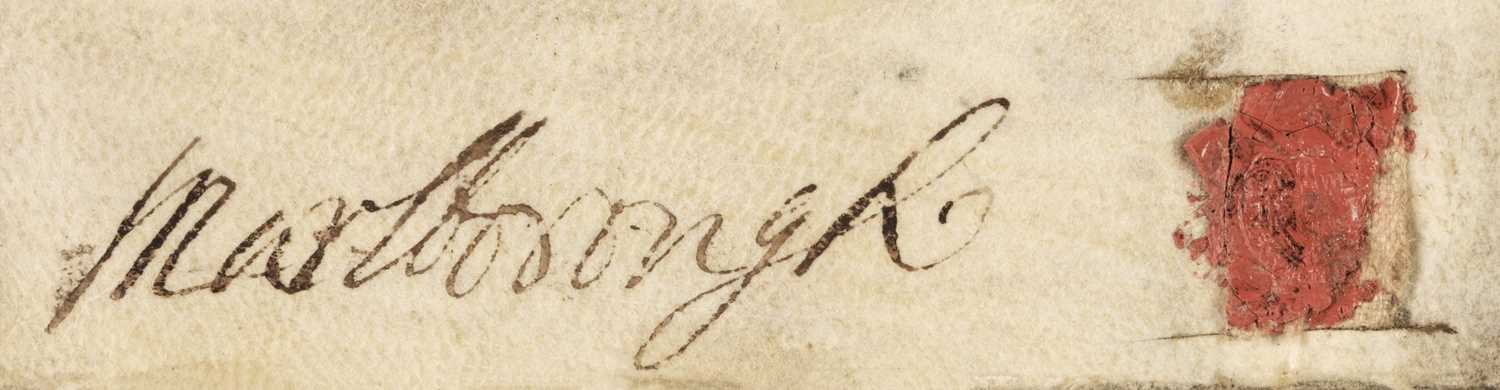Lot 398 - Marlborough (John Churchill, 1st Duke of, 1650-1722). Signed indenture, 1714