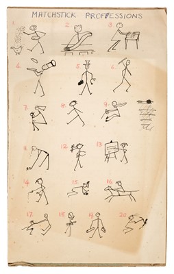 Lot 324 - Wallis (Barnes Neville). Two sheets of pen and ink matchstick figures by Barnes Wallis, c. 1940s