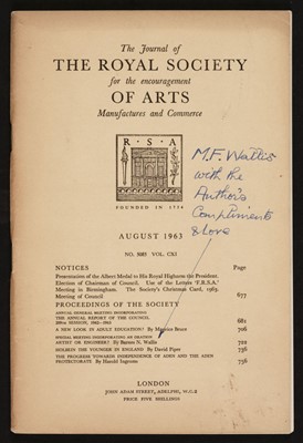 Lot 332 - Wallis (Barnes Neville, 1887-1979). 'Artist or Engineer? An Oration'