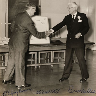 Lot 330 - Wallis (Barnes Neville, 1887-1979). A vintage photograph of Barnes Wallis, 26 September 1957