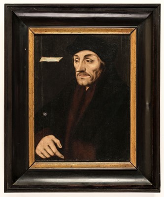 Lot 391 - Holbein (Hans). Portrait of Erasmus, circa 1550, oil on wood panel