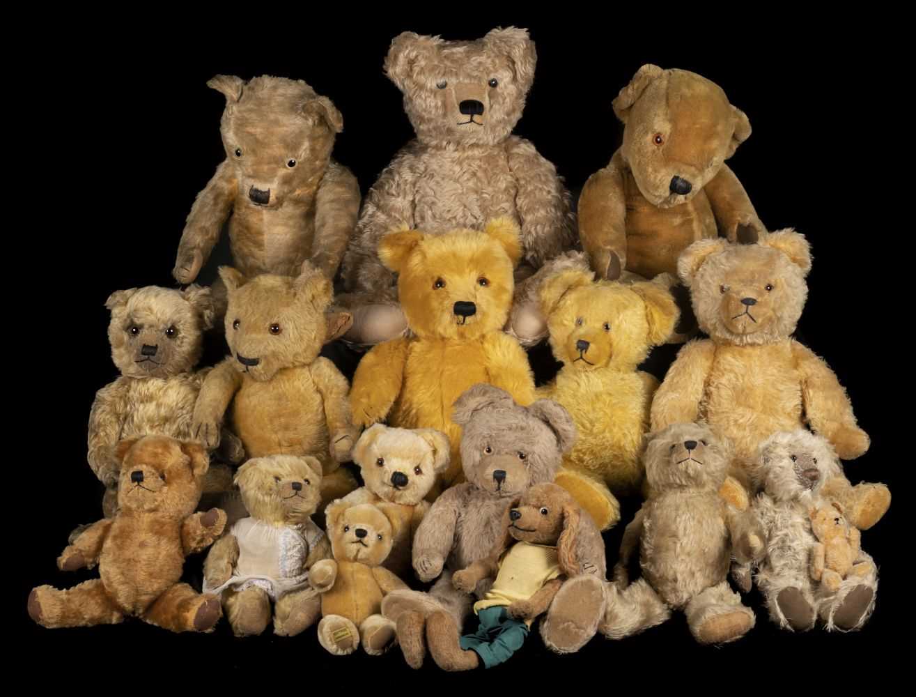 Lot 485 - Teddy Bears. A Chiltern teddy bear, 1930s, & others