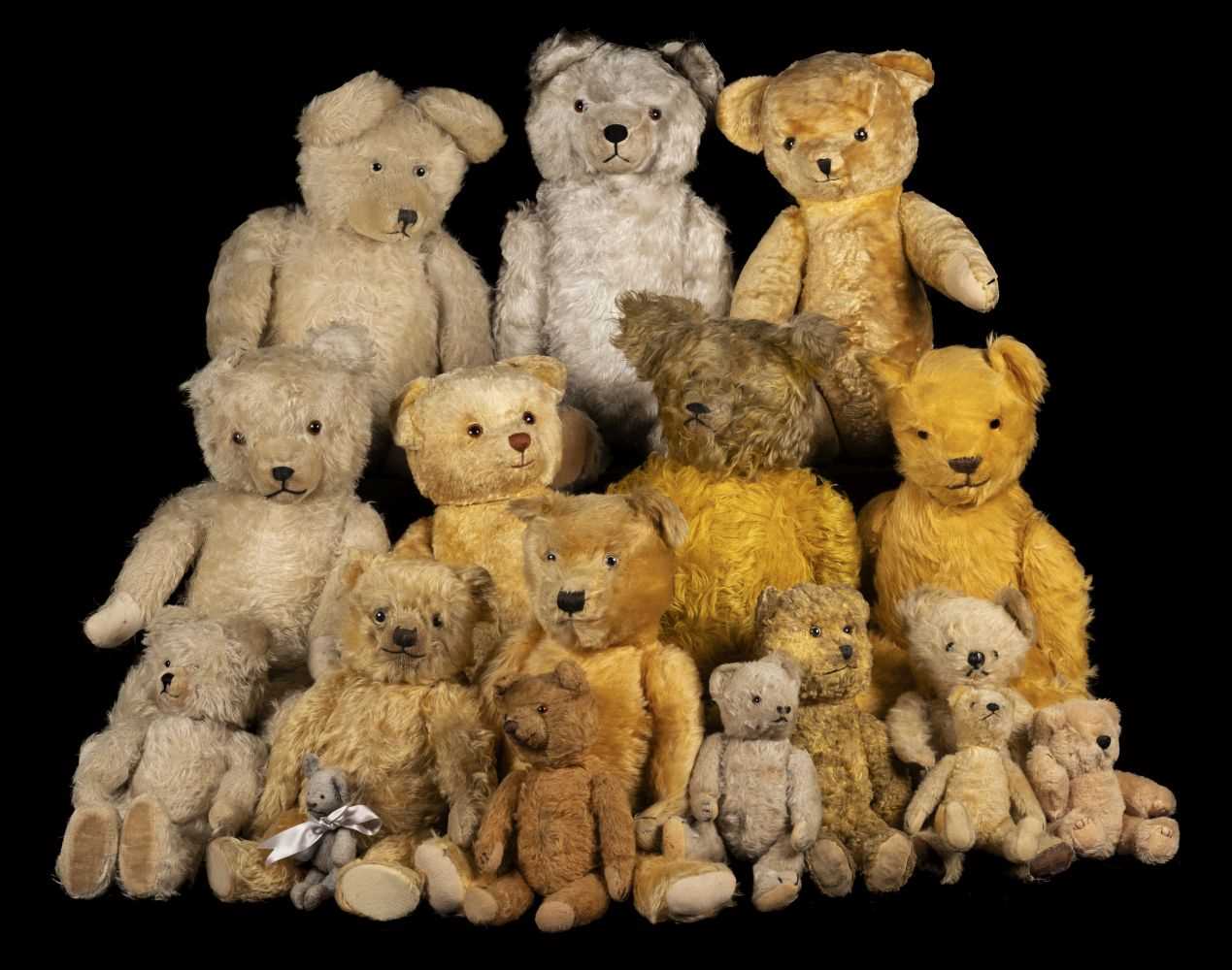 Lot 488 - Teddy Bears. An early teddy bear, probably British, 1930s, & others