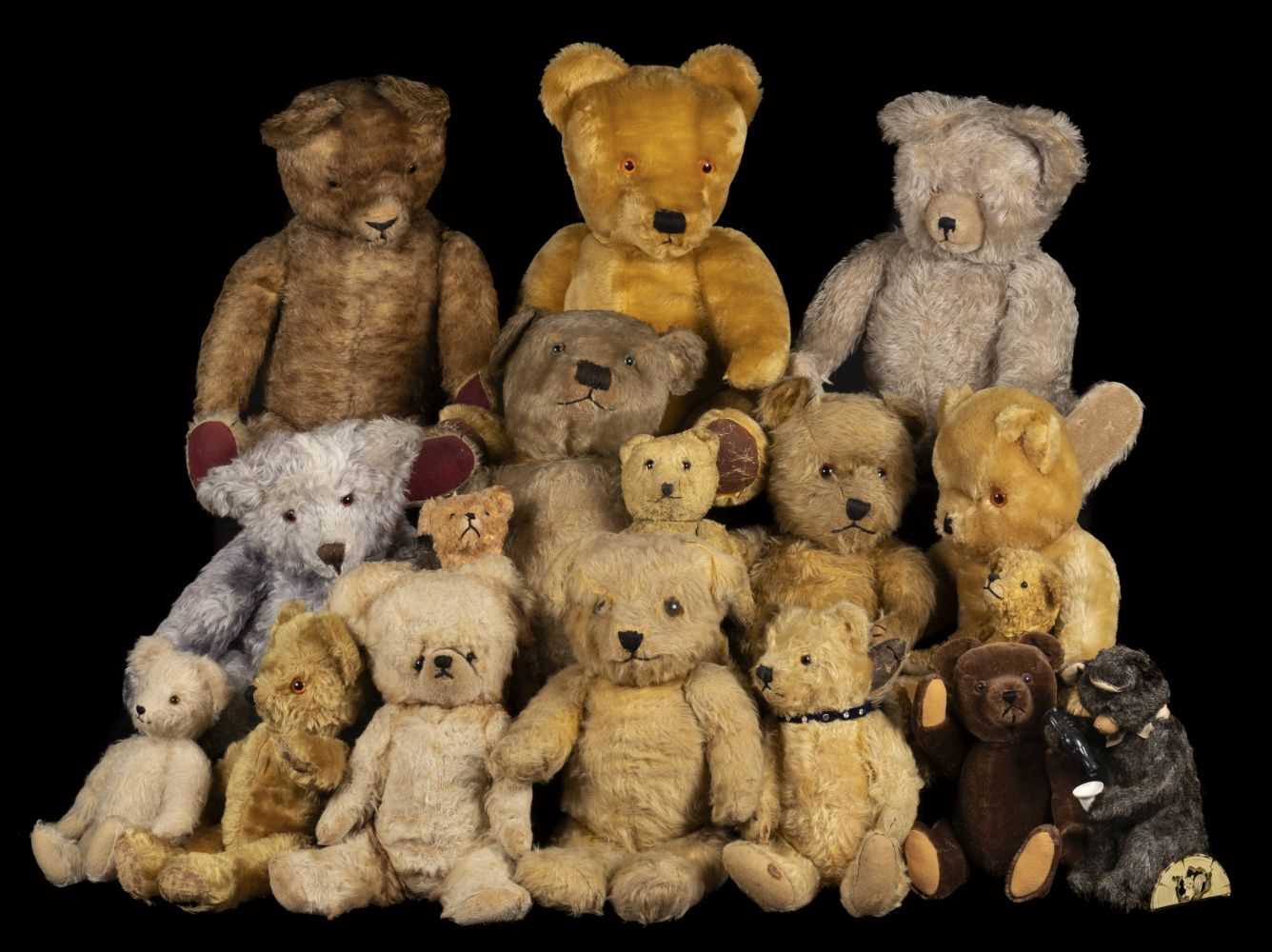 Lot 489 - Teddy Bears. An early teddy bear, probably British, 1930s, & others