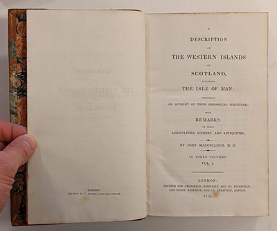 Lot 112 - MacCulloch (John). A Description of the Western Islands of Scotland, 1819, & Jameson, Shetland, 1798