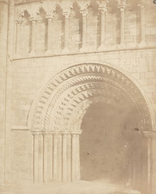 Lot 2 - British School. A Norman church archway, c. 1840s, salted paper print on contemporary paper mount
