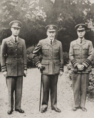 Lot 46 - George V (King of Great Britain). A group portrait of the 'Three Kings' in Royal Air Force uniform