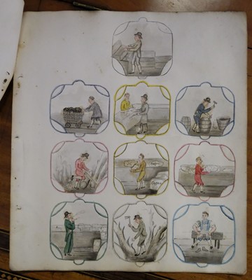 Lot 512 - Trades & Pastimes. A collection of leaves with hand-drawn illustrations, circa 1832