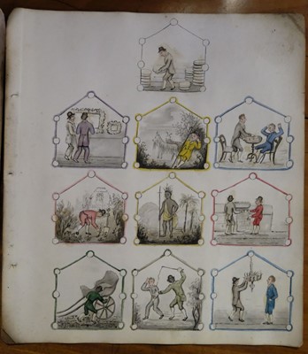 Lot 512 - Trades & Pastimes. A collection of leaves with hand-drawn illustrations, circa 1832