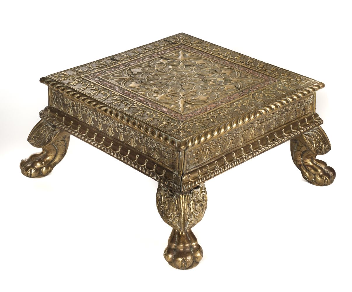 Lot 192 - Indian Table. A copper and brass table,