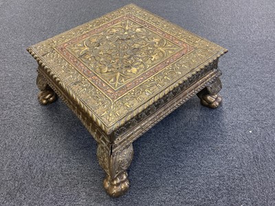 Lot 192 - Indian Table. A copper and brass table, circa 1898-1905