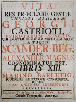 Lot 172 - Barletius (Marinus). Vita et res præclare gestæ, 1743