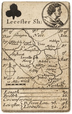 Lot 167 - Leicestershire. Morden (Robert), Lecester Sh: Playing card map, circa 1676