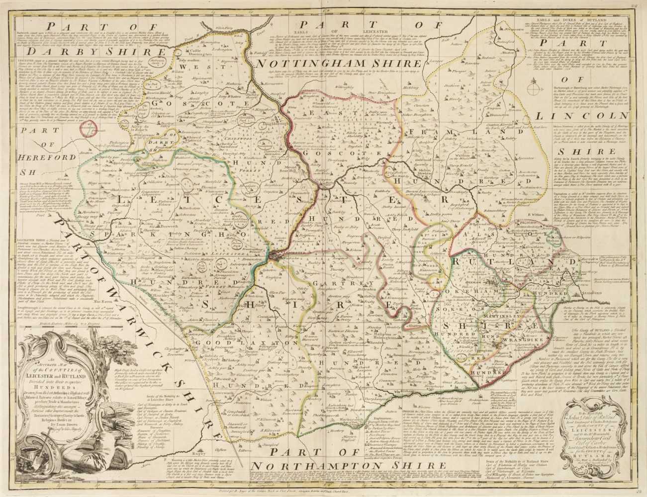 Lot 166 - Leicestershire. Bowen (E.), An Accurate Map of the Counties of Leicester and Rutland, 1765