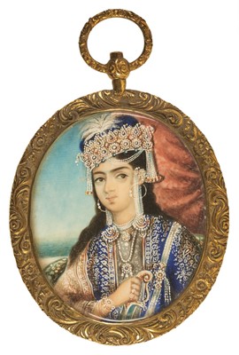 Lot 419 - Indian School. Portrait of a lady, mid 19th century