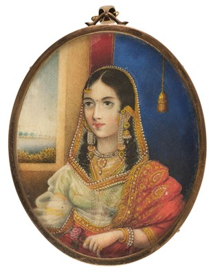 Lot 420 - Indian School. Portrait of a lady, mid 19th century