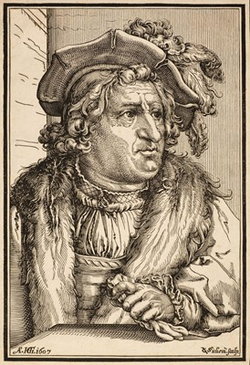 Lot 352 - Van Sichem (Christoffel, II, 1581-1658). Man with a plumed cap