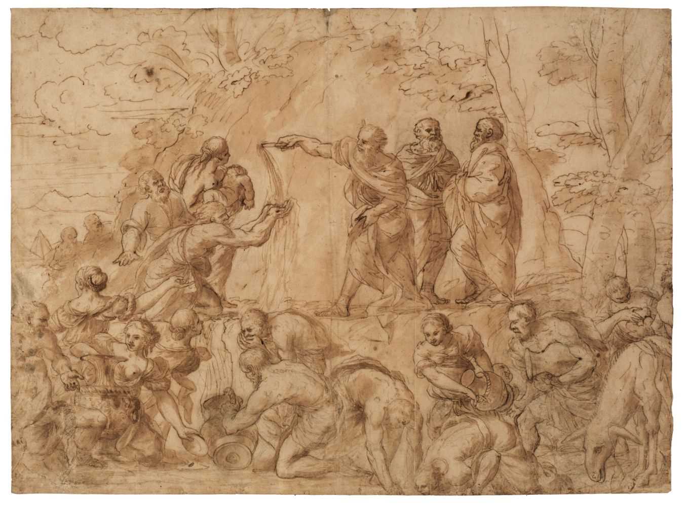 Lot 330 - Romanelli (Giovanni Francesco, 1610-1662, attributed to). Moses striking water from the rock