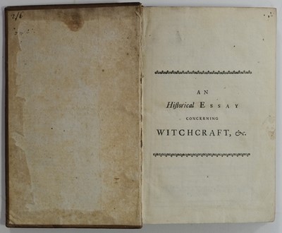 Lot 336 - Witchcraft. - Hutchinson (Francis). An Historical Essay concerning Witchcraft, 1st ed., 1718