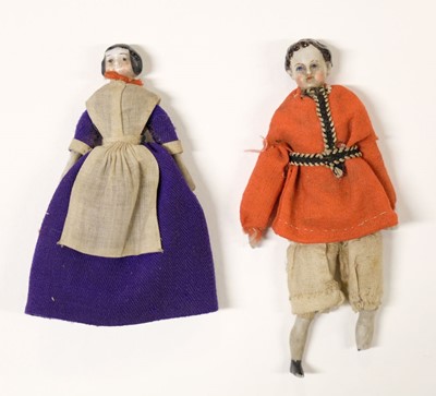 Lot 479 - Dolls. A pair of rare Docken dolls, Germany, mid 19th century