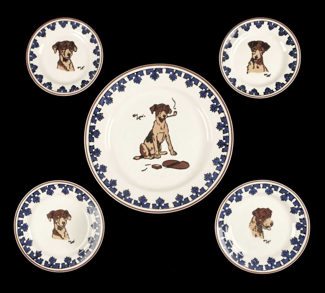 Lot 638 - Aldin (Cecil). A group of five Royal Doulton plates, from the series 'Aldin's Dogs'