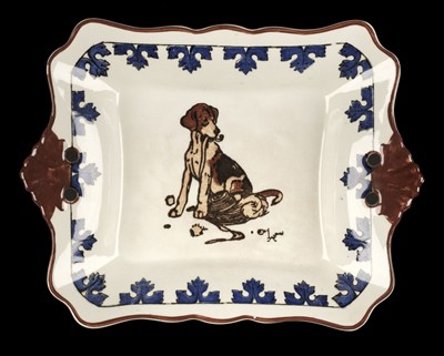 Lot 642 - Aldin (Cecil). A Royal Doulton rectangular dish, from the series 'Aldin's Dogs'
