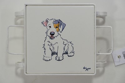 Lot 639 - Aldin (Cecil). A hand-painted earthenware 'Dogs' tile, Carter and Co., c.1936-1940