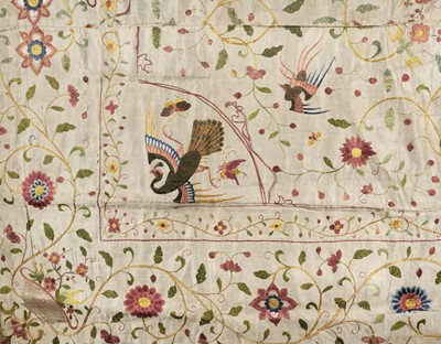 Lot 224 - Chinese embroidery. A large piece of embroidered silk, mid to late 18th century