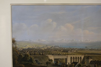 Lot 286 - Zurich. Isenring (J. B.). Die Eisenbahnbrucke uber die Limat mit Ansicht von Zurich, 1855